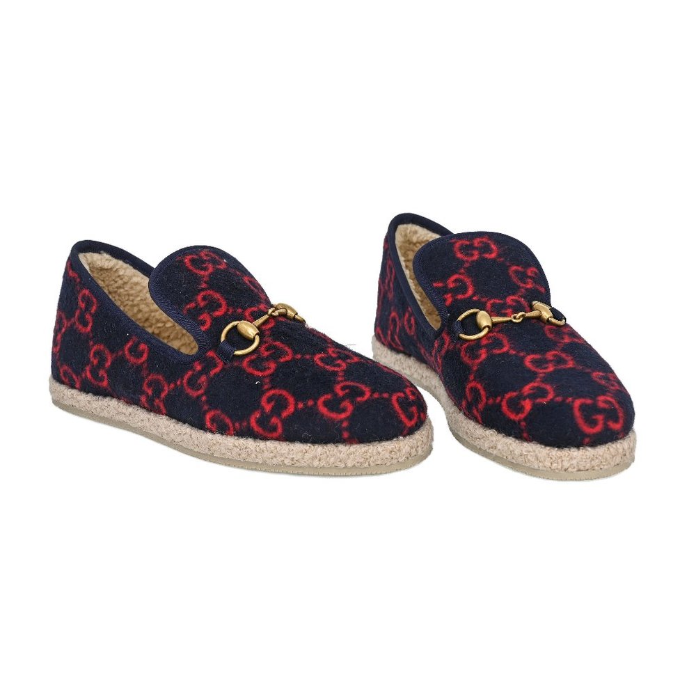 Gucci Women's 575850 Horsebit GG Wool Loafers